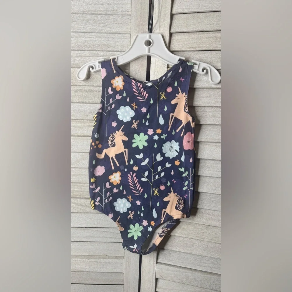 Handmade Unicorn Floral Romper Size 2/3 Navy Toddler Boutique Outfit Small Shop